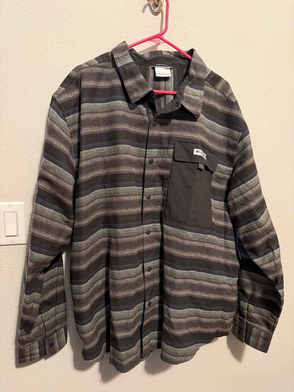NWT Columbia Men's PFG Uncharted Over Shirt Shark Twilights Stripe Size 3X